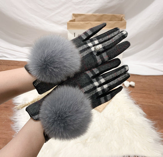 Guantes de Lana y Cachemira con Pompón de Piel de Zorro - Image 24