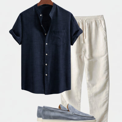 Camisa Slim Fit de Cuello Alto con Impresión Digital 3D para Hombre - Image 19