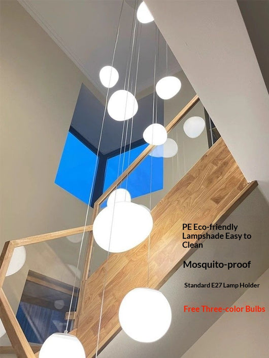 Lámpara de Araña Colgante de Cristal Cremoso para Escaleras de Doble Altura - Image 15