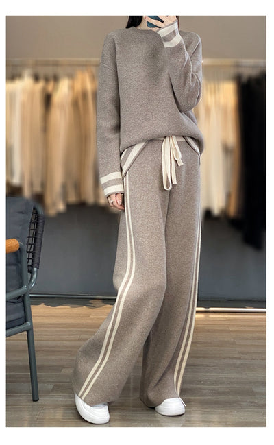 Conjunto de Pantalón Ancho y Suéter Tejido en Lana - Estilo Casual Relajado - Image 19