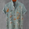 Camisa Cardigan Suelta con Estampado Abstracto 3D y Cuello de Pie