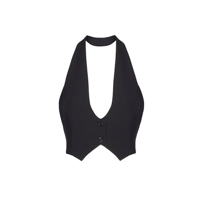 Top Halter Escotado de Color Liso - Diseño Atrevido y Versátil - Image 5