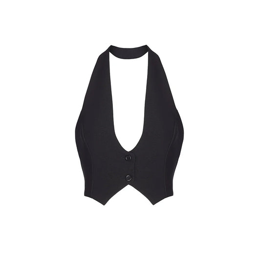 Top Halter Escotado de Color Liso - Diseño Atrevido y Versátil - Image 5