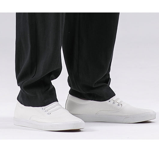 Pantalones Casuales Hombre Algodón y Lino Corte Recto Suelto - Image 9