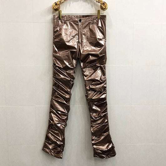Pantalones de Cuero Plisados Acampanados Mirror Fit para Hombre y Mujer - Image 16