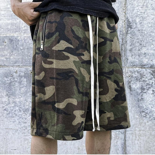 Pantalones Cargo Camuflaje Desgastado con Cordón Ajustable - Image 12