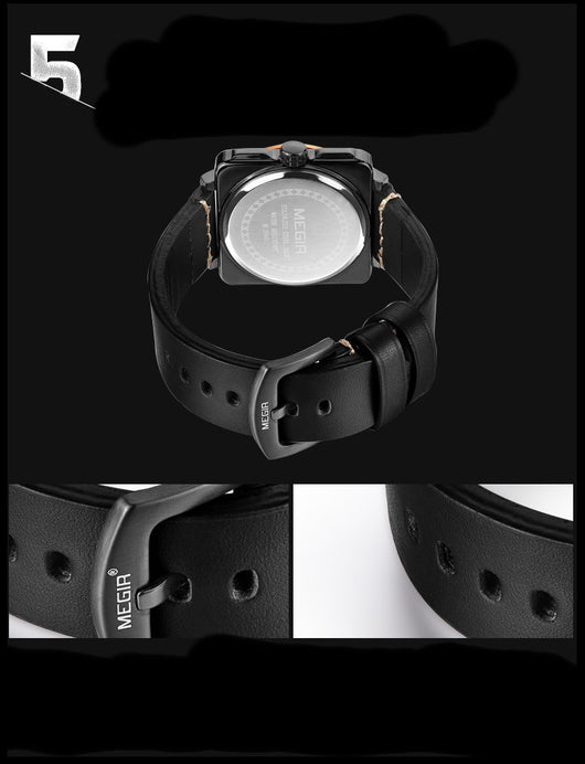 Reloj Deportivo Cuarzo Hombre Esfera Grande Calendario Correa Cuero - Image 13