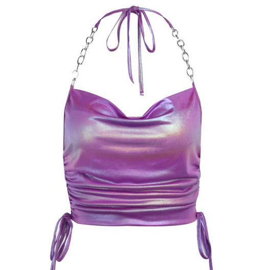 Chaleco Camiseta Plisada con Cadena de Cuello para Verano - Image 9