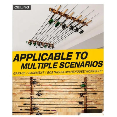 Organizador de Pared en Madera para Cañas y Accesorios de Pesca - Image 4