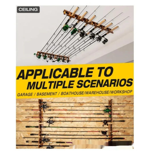 Organizador de Pared en Madera para Cañas y Accesorios de Pesca - Image 4