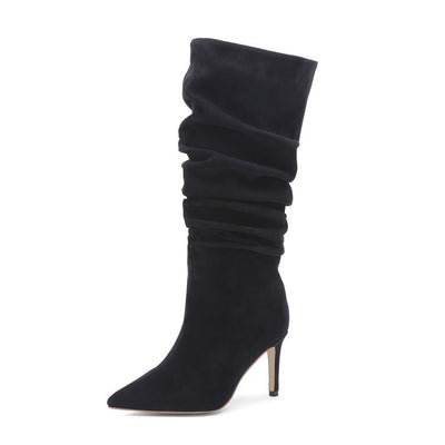 Botas Medianas Plisadas Plateadas para Mujer Talla Grande - Image 2