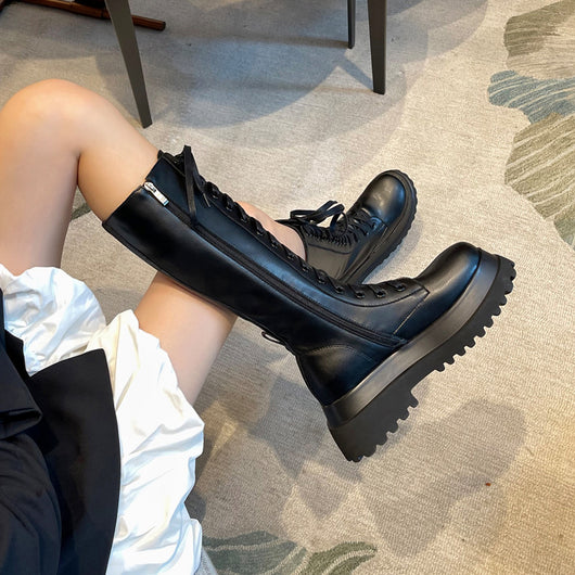 Botas Militares para Mujer con Suela Gruesa y Cierre Lateral - Image 6