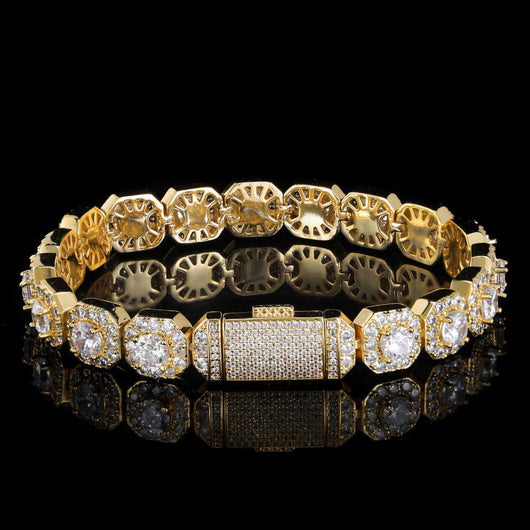 Cadena Hip Hop Cuadrada de Piedra de Caramelo - Collar y Pulsera - Image 88