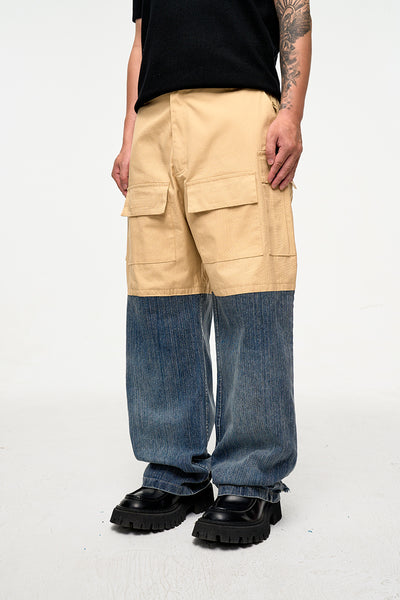 Pantalón Denim Holgado de Contraste con Costuras Multi-Bolsillo Estilo Retro - Image 10