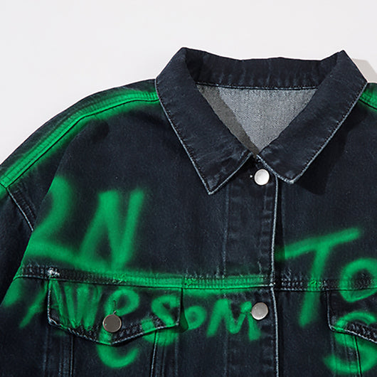Chaqueta Denim Hip Hop con Letras Americanas Estampadas - Image 4