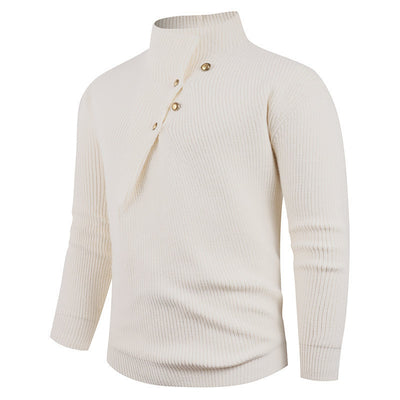 Suéter Casual para Hombre con Cuello Mao y Botones Sesgados - Image 34