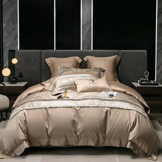 Juego de Cama Jacquard 4 Piezas - Algodón de Fibra Larga Premium