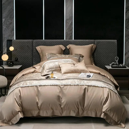 Juego de Cama Jacquard 4 Piezas - Algodón de Fibra Larga Premium