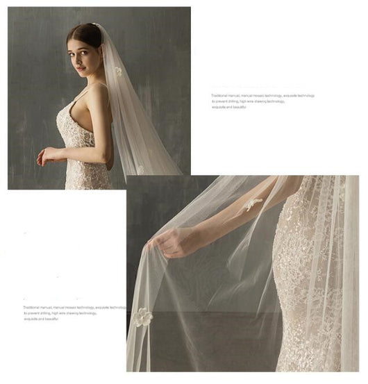 Vestido de Novia con Cola Larga en Tul y Perlas para Ceremonia Religiosa - Image 13
