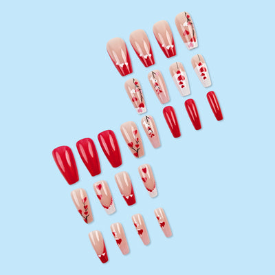 Adhesivos de Uñas Corazón Rojo Largo - Image 3