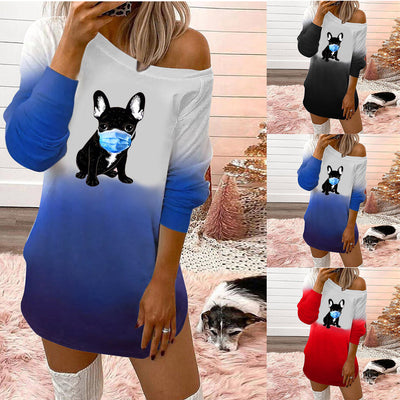 Elegante Vestido Estampado con Hombros Descubiertos