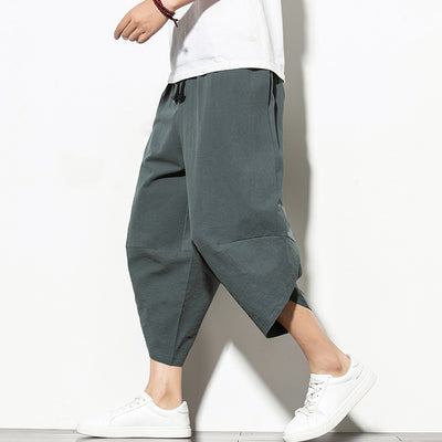 Pantalones Harem Sueltos de Algodón y Lino Color Sólido - Image 2