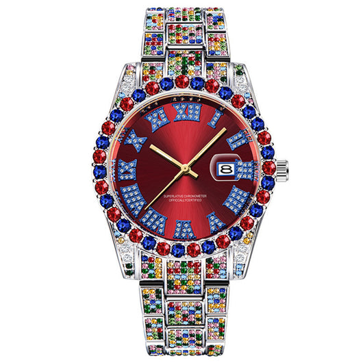 Reloj Hip Hop para Hombre con Diamantes de Colores y Fecha - Image 3