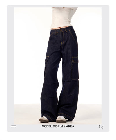 Pantalones Cargo Rectos de Pierna Ancha para Mujer con Múltiples Bolsillos - Image 9
