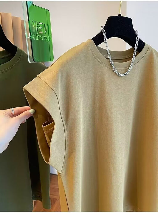 Blusa Suelta sin Mangas de Color Sólido - Comodidad y Estilo - Image 51