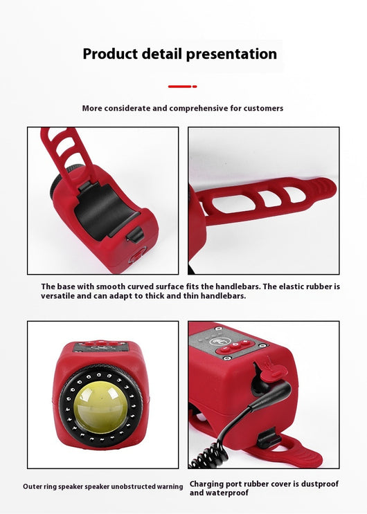 Luz Frontal con Claxon de Alta Potencia para Bicicleta - Recargable USB y Resistente al Agua - Image 17