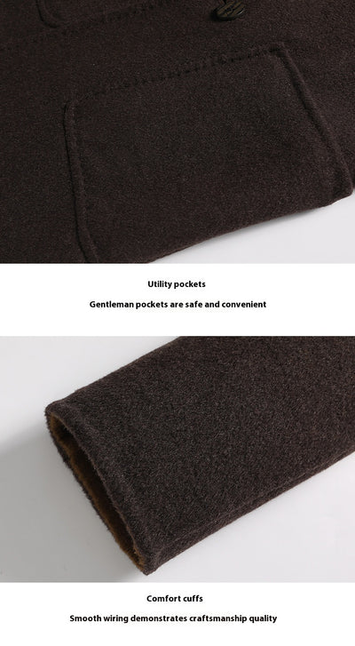 Abrigo de Lana Reversible con Capucha para Hombre - Largo Medio - Image 13