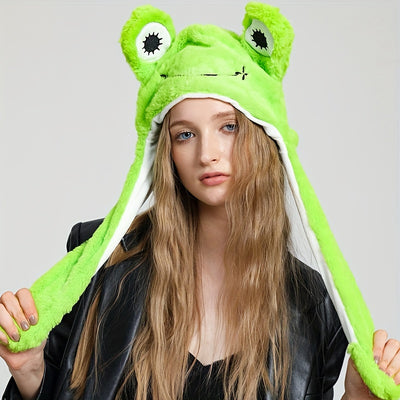 Gorro Peluche con Orejas Móviles - Panda, Perro, Rana y Cachorro para Disfraz y Fiesta - Image 3