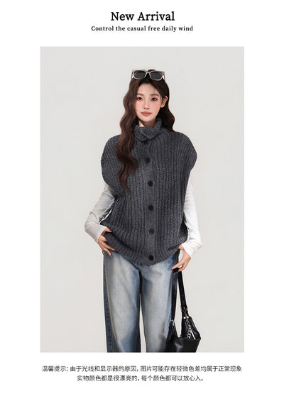 Chaleco Tejido Gris con Solapa - Abrigo Cálido para Mujer Otoño e Invierno - Image 10
