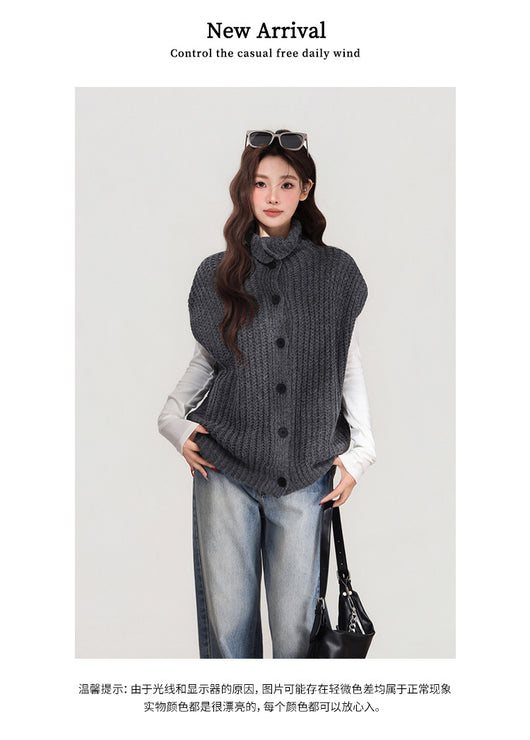 Chaleco Tejido Gris con Solapa - Abrigo Cálido para Mujer Otoño e Invierno - Image 10