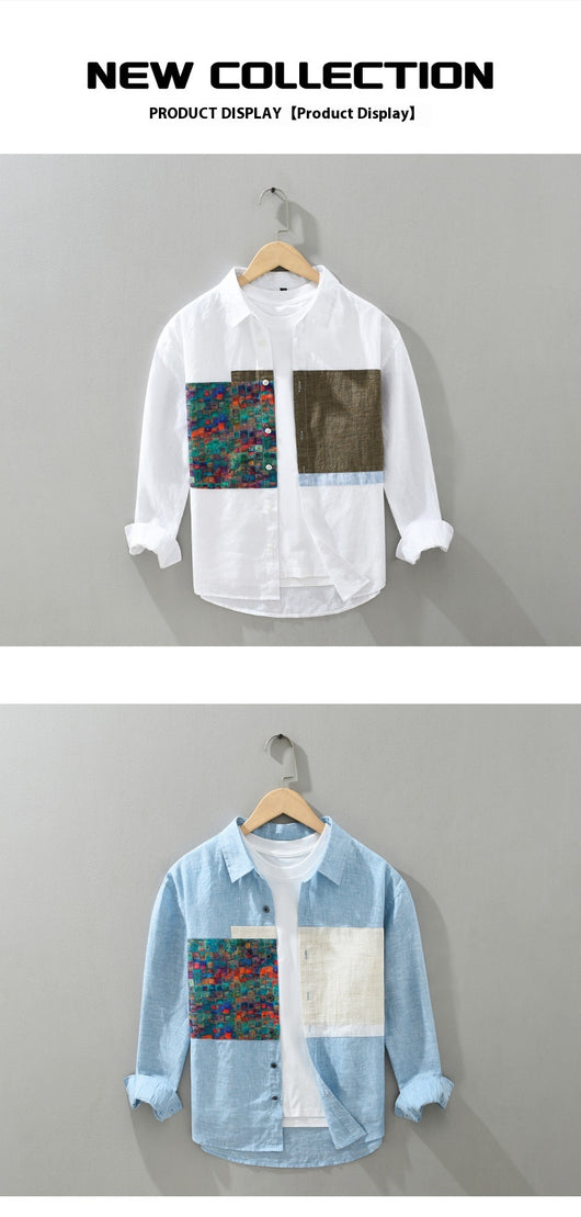 Camisa Holgada Hombre Joven Diseño Casual en Algodón y Lino - Image 17