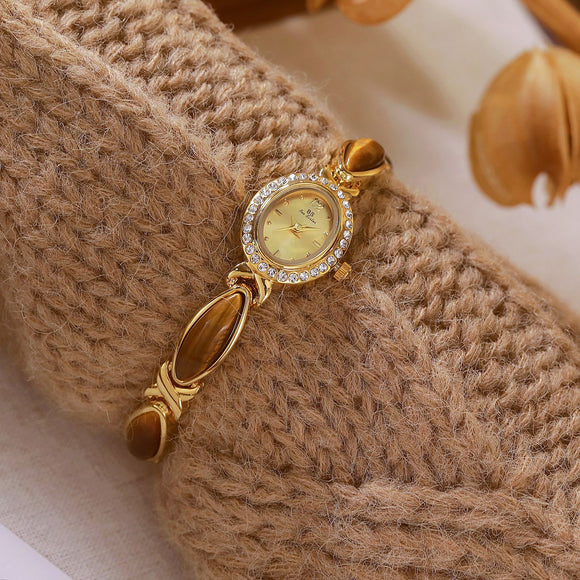 Reloj de Cadena Ojo de Tigre Natural - Diseño Vintage Clásico