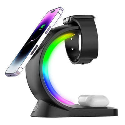 Cargador Inalámbrico Magnético 4 en 1 con Luz Ambiente para iPhone, Apple Watch y AirPods Pro - Image 4