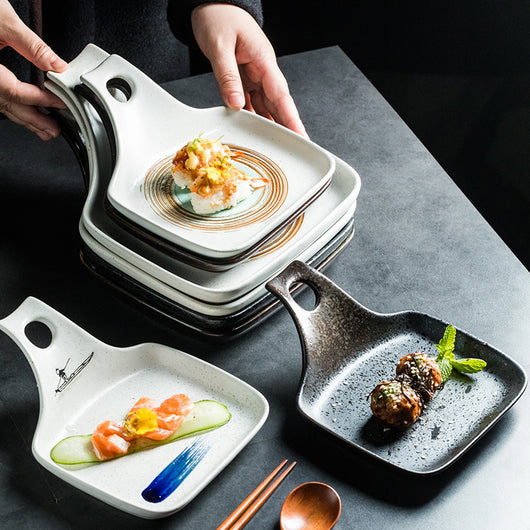Plato Cerámica Estilo Japonés con Asa Simple para el Hogar - Image 25