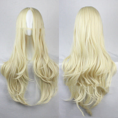 Peluca Multicolor Enrollada a Mano con Punto Central para Cosplay