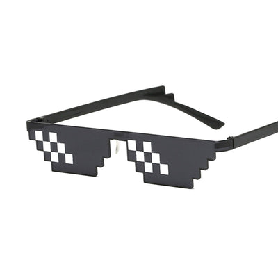 Red pixelated mosaic sunglasses with black arms and white pixel accents, ideal for anime cosplay or funny costumes. - Image 10