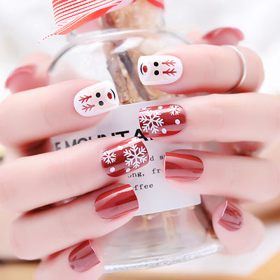 Uñas Postizas Navideñas con Diseño de Reno y Copos de Nieve - Image 11