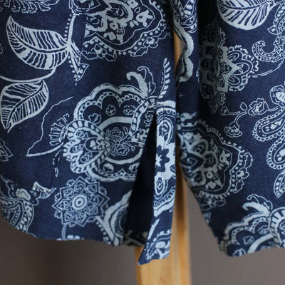 Cardigan Étnico de Algodón y Lino para Mujer - Azul Calicó - Image 5