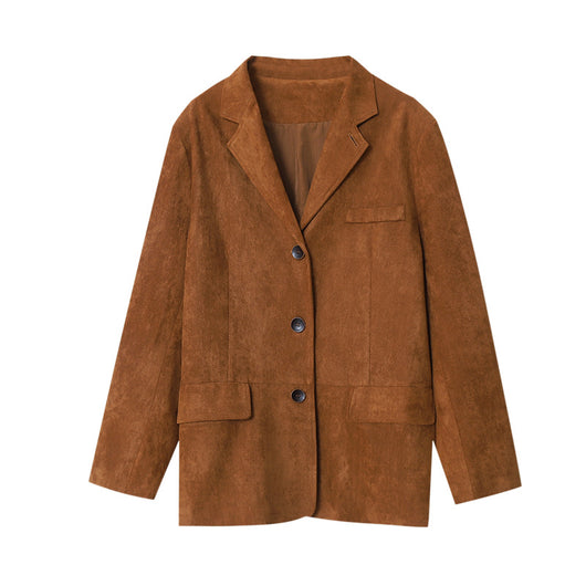Blazer Suelto Estilo Vintage en Gamuza Sintética - Image 5