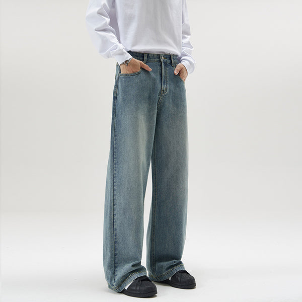 Pantalones Vaqueros Holgados Lavados Estilo Americano para Hombre