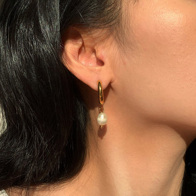 Aretes de Perla en Oro 18K y Acero Inoxidable Personalidad Fashion - Image 5