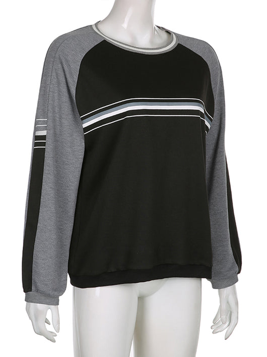 Blusa Suéter Patchwork Manga Larga Cuello Redondo Oversize para Mujer - Image 14