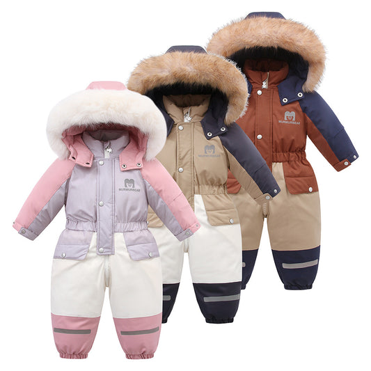 Traje de Esquí Acolchado para Niños - Enterizo Térmico
