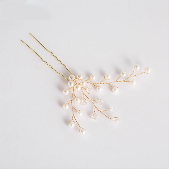 Horquilla de Oro con Perla y Diamante en Forma de U