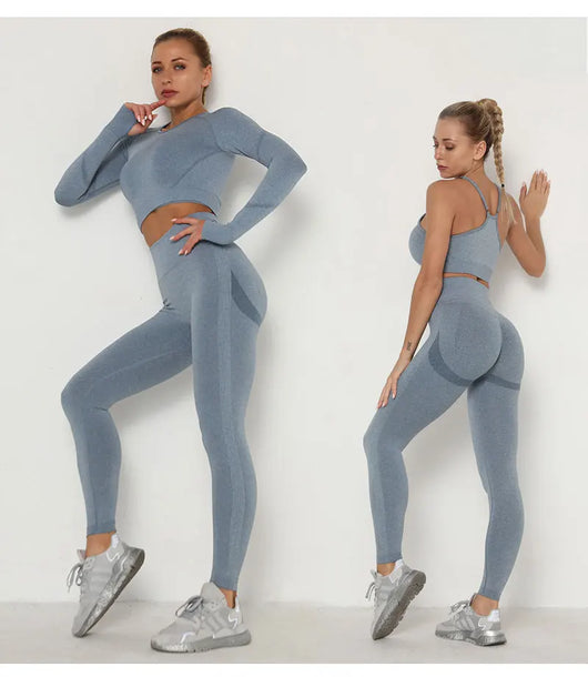 Traje de Yoga Largo Ajustado de Cintura Alta con Manga Larga - Image 11