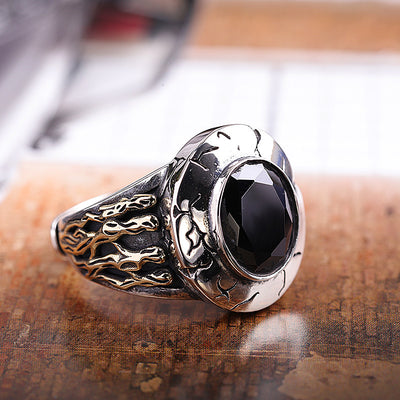 Anillo de Ágata Negra Minimalista para Hombre
